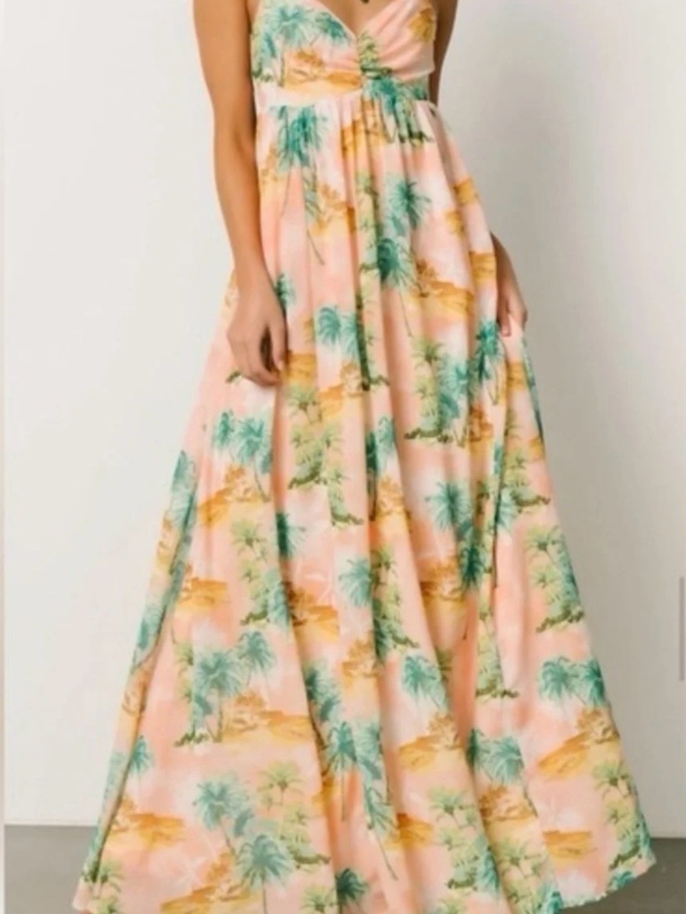 Flying Tomato Peach Palm-Print Maxi Dress